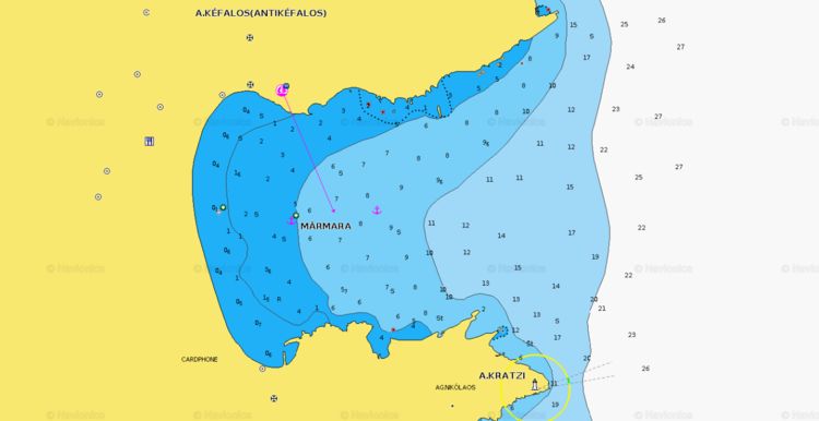 To open Navionics chart of yacht anchorage in Marmara Bay