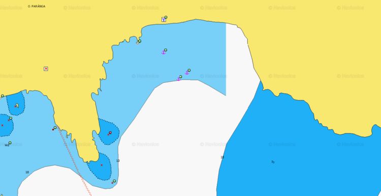 To open Navionics chart of yacht anchorage in Paradise Bay