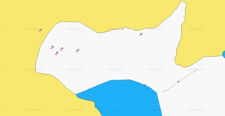 To open Navionics chart of the anchorage in Schinos Bay