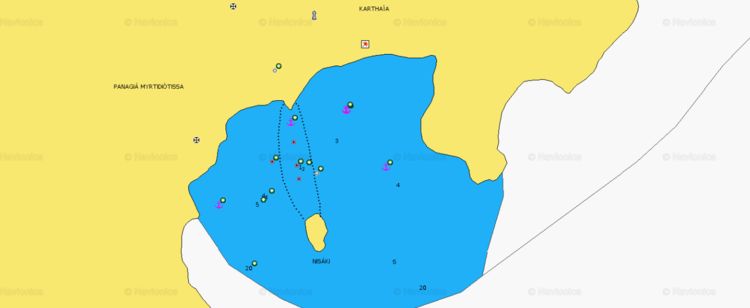 To open Navionics chart of yacht anchorage in Karthaia