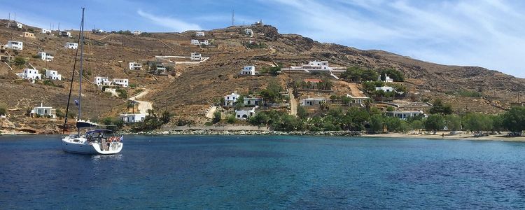 Anchorage of yachts in Agios Dimitros Bay