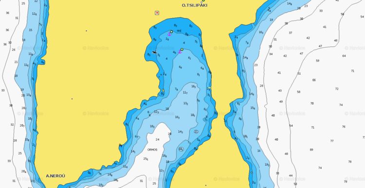 To open Navionics chart of the yacht anchorage in Tsilipaki Bay