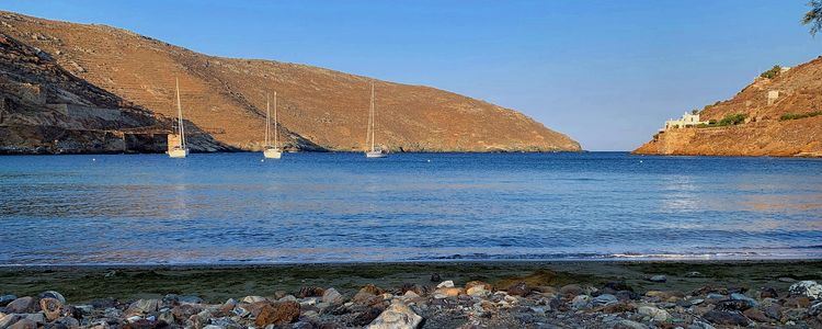 Yacht anchorage in Megalo Livadi Bay