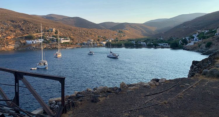 Yacht anchorage in Megalo Livadi Bay