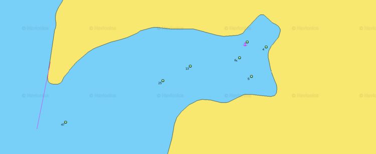 To open Navionics chart of yacht moorings in Yaloudia cove, Sifnos Island