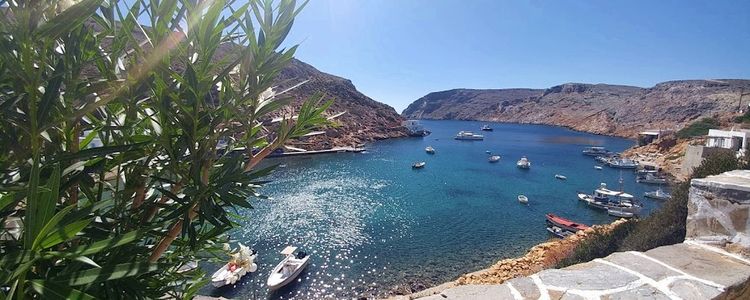 Yacht anchorage in Agios Georgious Bay