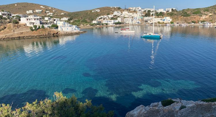 Yacht anchorage on the wnorth of Faros Bay