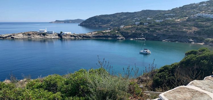 Yacht anchorage on the west of Faros Bay