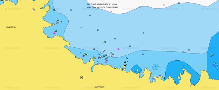 To open Navionics chart of yacht anchorage in Sarakiniko