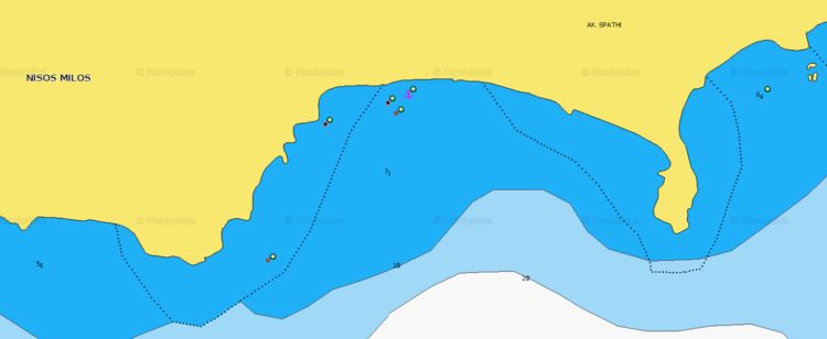 To open Navionics chart of yacht anchorage in Paleochori