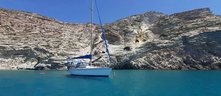 Yacht anchorage at Kalamos beach