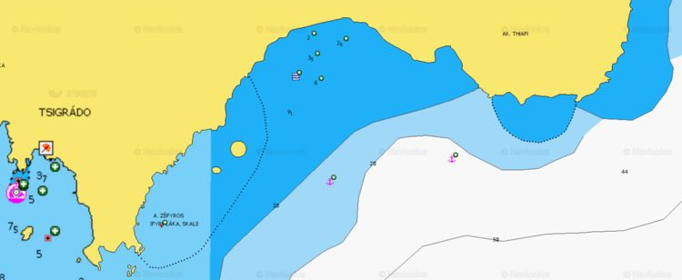 To open Navionics chart of yacht anchorage iat Kalamos beach