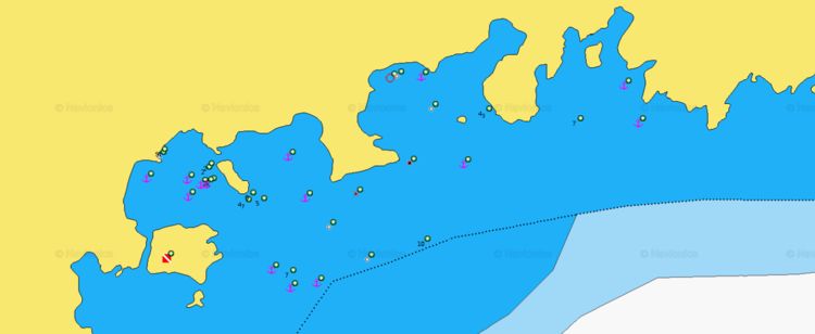 To open Navionics chart of yacht anchorage in Kleftiko