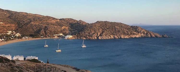 Yacht anchorage in the Milopotas bay 