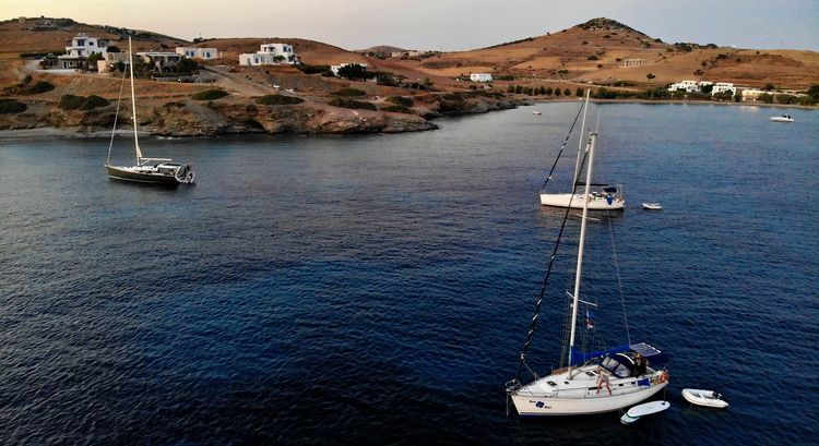 Yacht anchorage in Livadi bay