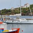 Yacht moorings in Korthiou Bay