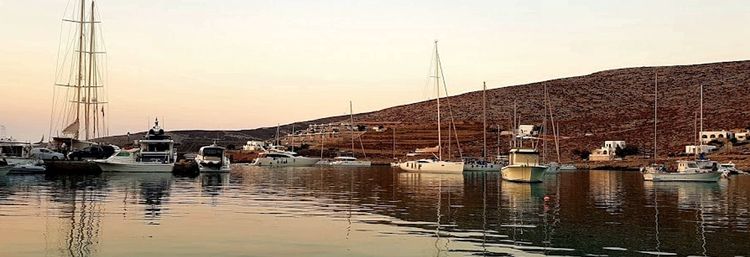 Yacht moorings in Karavostasis harbor