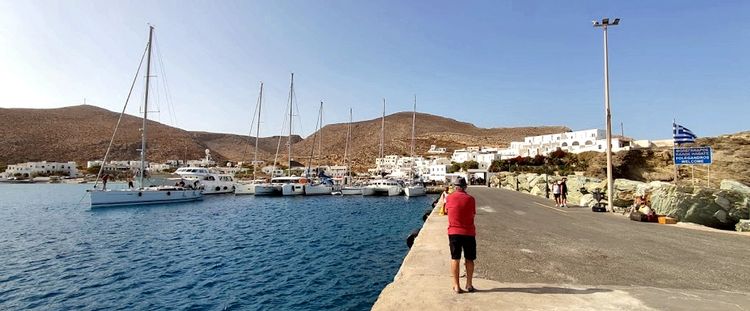 Yacht moorings in Karavostasis harbor