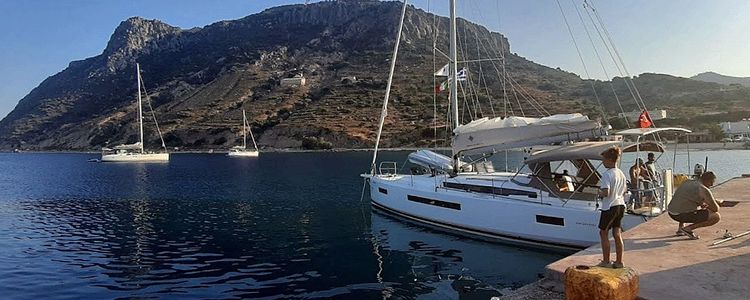 Yacht moorings in Kamaris Bay