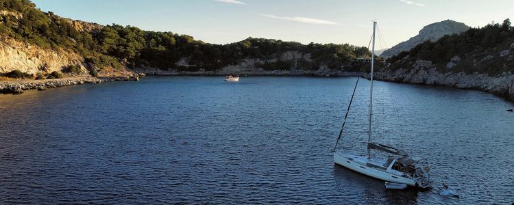 Yacht anchorage in Antony Quinn Bay