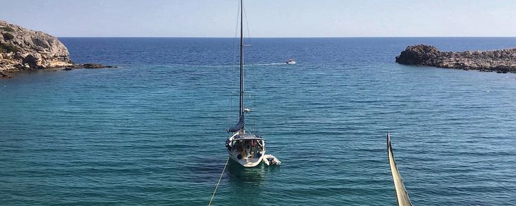 Yacht anchorage in Ladiko Bay