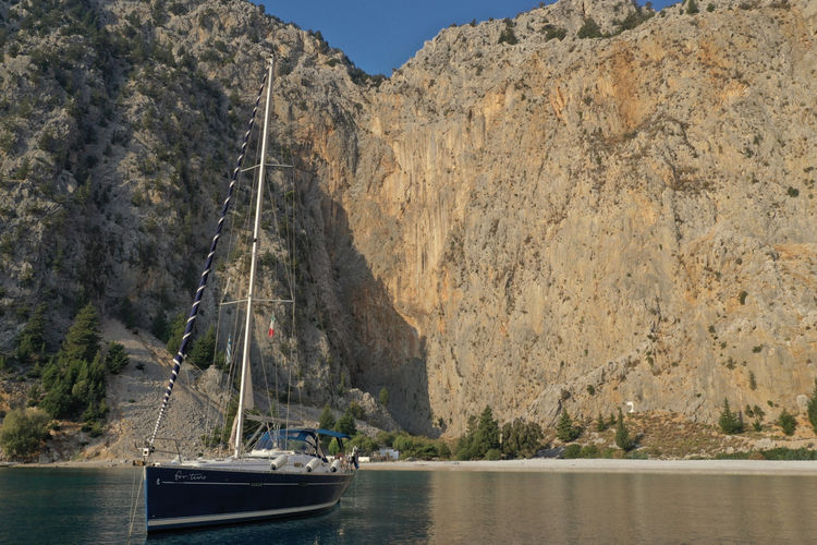 Yacht anchorage in Agios Georgios Bay