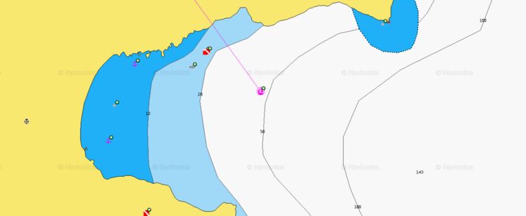 To open Navionics chart of yacht anchorage in Agios Georgios Bay. Symi Island. Dodecanese. Greece