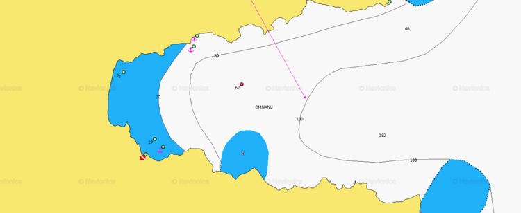 To open Navionics chart of yacht anchorage in Nanu Bay. Symi Island. Dodecanese. Greece