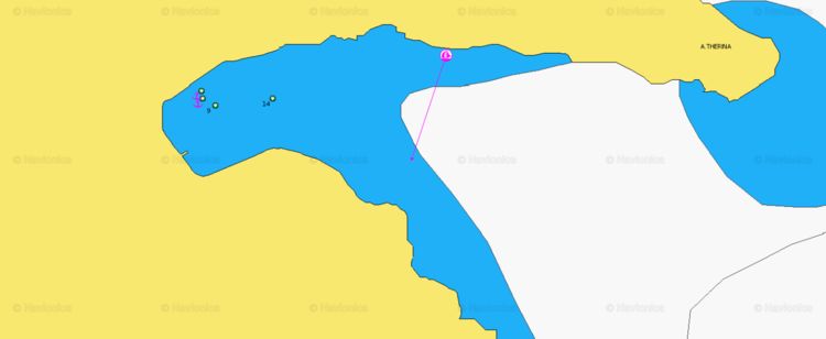 To open Navionics chart of yacht anchorage in Marathounta Bay. Symi Island. Dodecanese. Greece