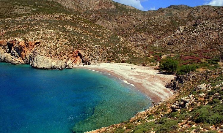 Yacht anchorage in St. Sergios Bay on the island of Tilos