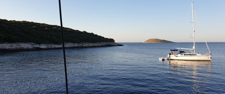 Yacht anchorage in Stari Stani Bay at Sveti Klement Island