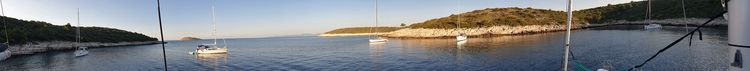 Yacht anchorage in Stari Stani Bay at Sveti Klement Island