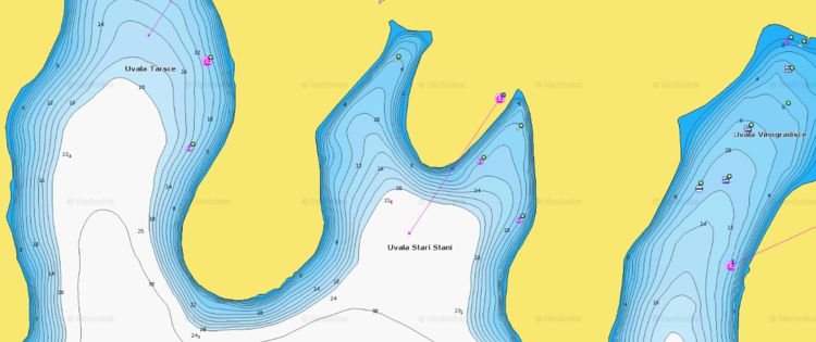 To open Navionics chart of yacht anchorages in Stari Stani Bay at Sveti Klement Island