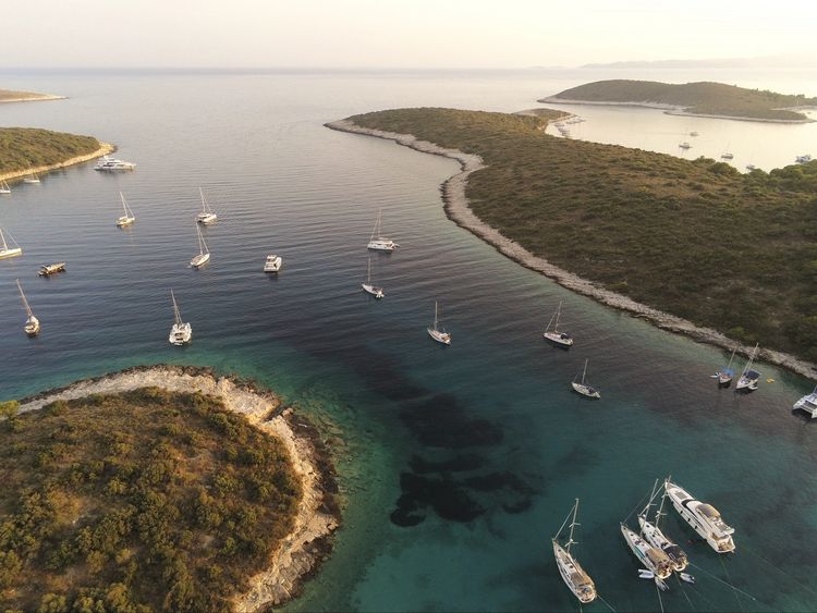 Yacht anchorage in Tarsce Bay at Sveti Klement Island