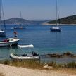 Yacht moorings in Vlaka Bay at Sveti Klement Island