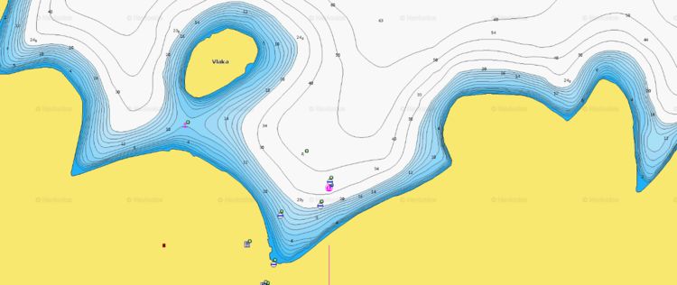 To open Navionics chart of yacht moorings in Vlaka Bay at Sveti Klement Island