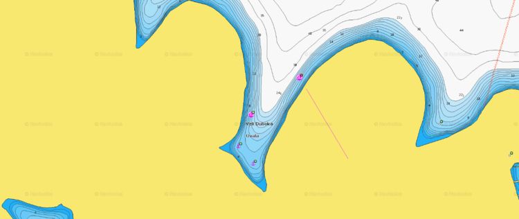 To open Navionics chart of yacht anchorage in Veli Duboka Bay at Sveti Klement Island