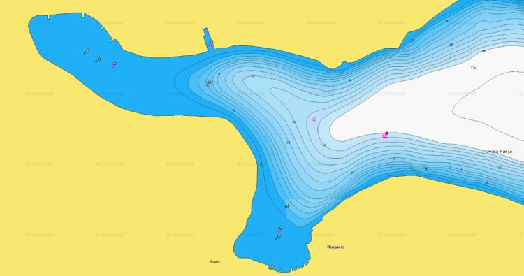 To open Navionics chart  of yacht anchorage in Rogacic Bay