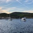 Yacht mooring at the buoys in Rukavac Bay