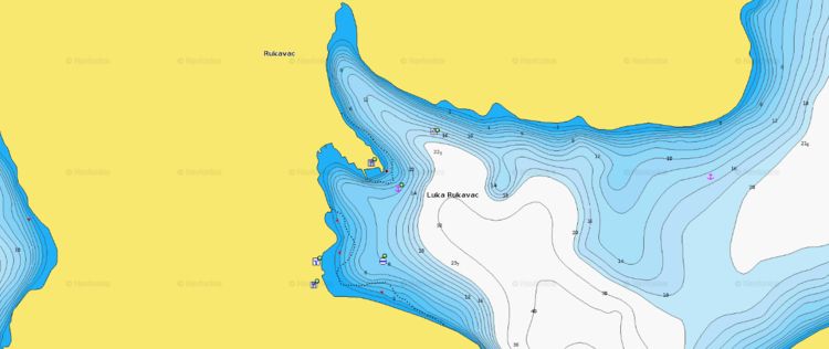 To open Navionics chart  of yacht mooring at the buoys in  Rukavac Bay