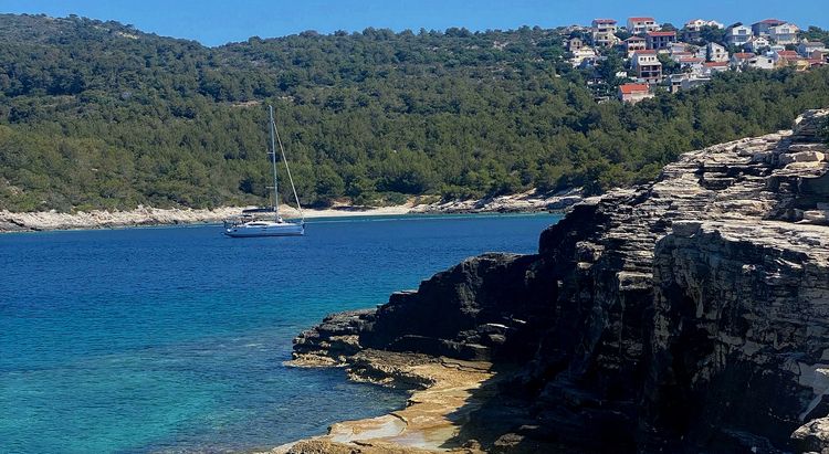 Yacht anchorage in Ruda Bay