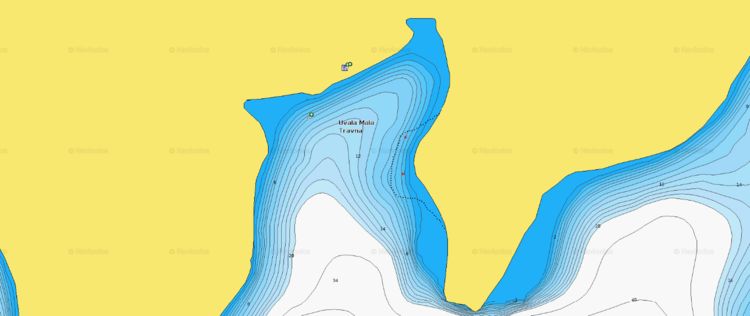 To open Navionics chart  of yacht anchorage in Mala Travna Bay