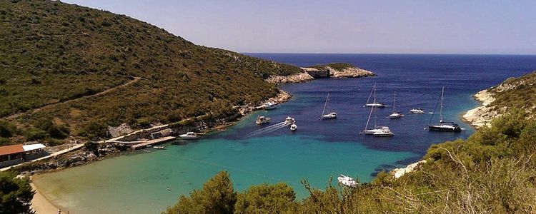 Yacht anchorage in Bisevska Luka Bay