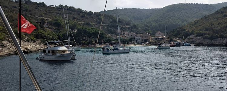 Yacht anchorage in Bisevska Luka Bay