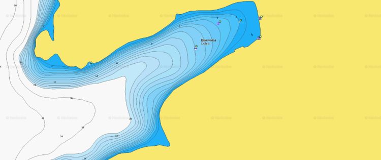 To open Navionics chart  of yacht anchorage in Bisevska Luka Bay