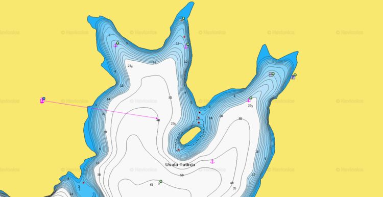 To open Navionics chart of yacht anchorages in Tatinja Bay