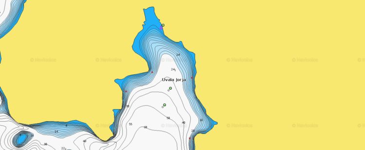 To open Navionics chart of yacht mooring buoys in Jorja Bay