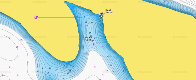 To open Navionics chart  of yacht mooring at the buoys and anchorage in Lavsa bay