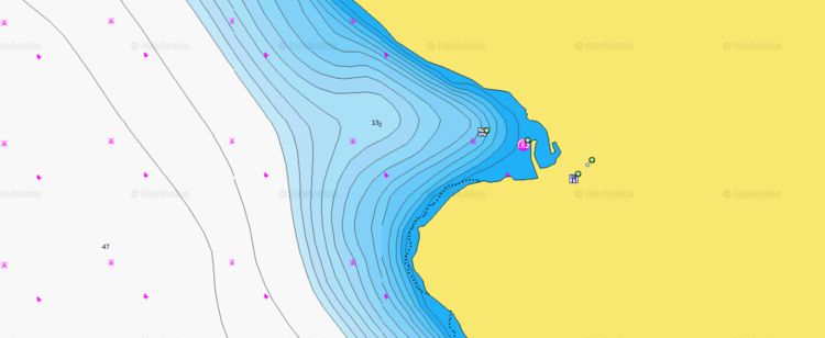 To open Navionics chart  of yacht mooring in Koromachna bay