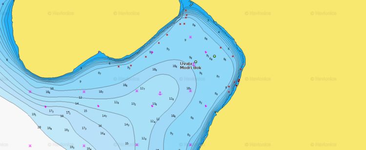 To open Navionics chart  of yacht anchorage in Mordi Bock Bay